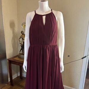 Halter Keyhole Burgundy Prom Dress